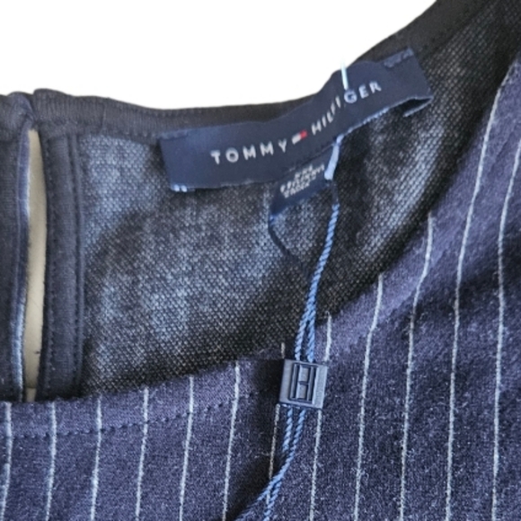 NWT Tommy Hilfiger Navy Blue Striped Belt Tie Top - Picture 7 of 10